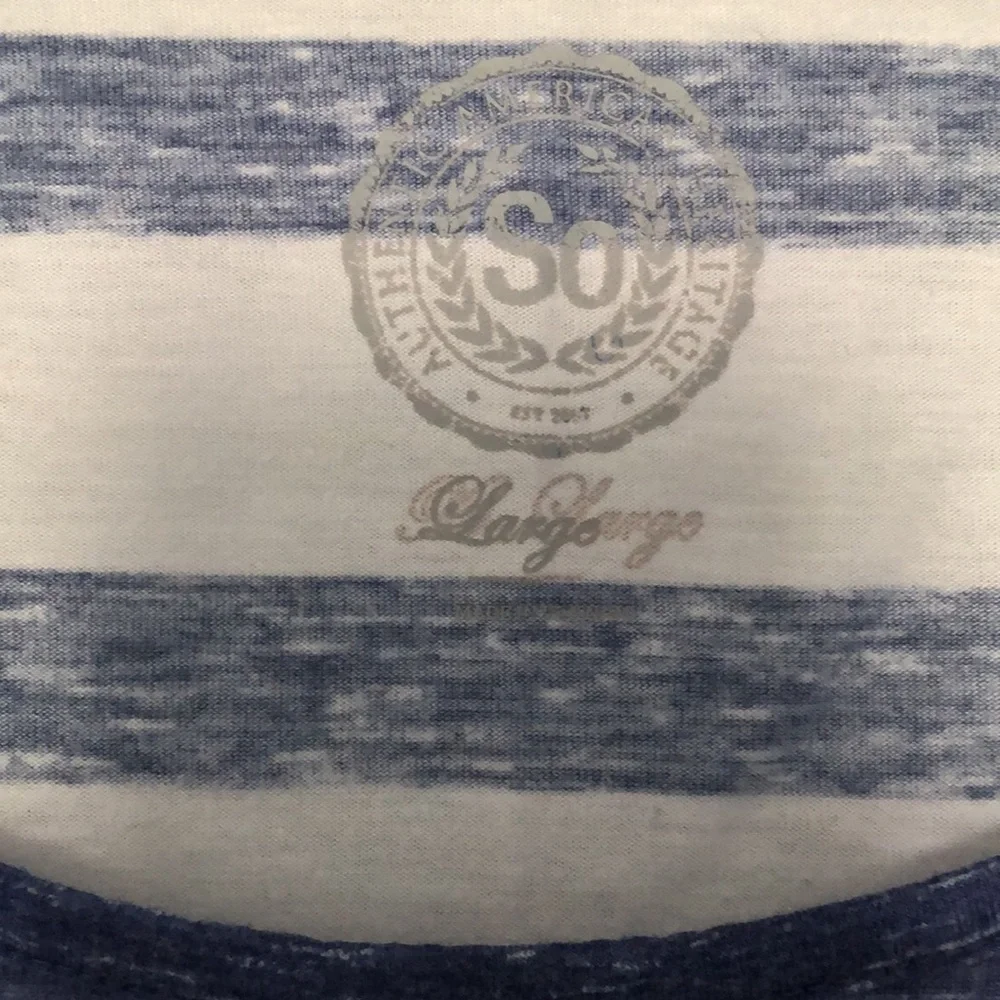 SO Top Girls Size Large Blue‎ White Striped Short Sleeves Scoop Hem